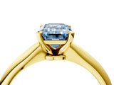 Yellow gold Fancy Blue Emerald Cut Diamond Solitaire Engagement Ring with Classic Band and Four-Prong Setting_40