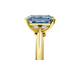 Yellow gold Fancy Blue Emerald Cut Diamond Solitaire Engagement Ring with Classic Band and Four-Prong Setting_41