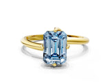 Yellow gold Fancy Blue Emerald Cut Diamond Solitaire Engagement Ring with Four-Prong Setting and Classic Band_20