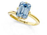 Yellow gold Fancy Blue Emerald Cut Diamond Solitaire Engagement Ring with Four-Prong Setting and Classic Band_21