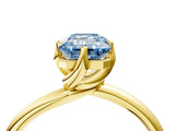 Yellow gold Fancy Blue Emerald Cut Diamond Solitaire Engagement Ring with Four-Prong Setting and Classic Band_24