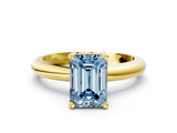 Yellow gold Fancy Blue Emerald Cut Diamond Solitaire Engagement Ring with Round Band and Four-Prong Setting_150