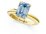 Yellow gold Fancy Blue Emerald Cut Diamond Solitaire Engagement Ring with Round Band and Four-Prong Setting_151