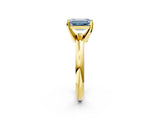 Yellow gold Fancy Blue Emerald Cut Diamond Solitaire Engagement Ring with Round Band and Four-Prong Setting_152