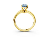 Yellow gold Fancy Blue Emerald Cut Diamond Solitaire Engagement Ring with Round Band and Four-Prong Setting_153