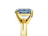 Yellow gold Fancy Blue Emerald Cut Diamond Solitaire Engagement Ring with Round Band and Four-Prong Setting_155