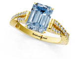 Yellow gold Fancy Blue Emerald Cut Diamond Solitaire Engagement Ring with Twisted Pavé Band and Four-Prong Setting_70