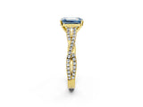 Yellow gold Fancy Blue Emerald Cut Diamond Solitaire Engagement Ring with Twisted Pavé Band and Four-Prong Setting_71