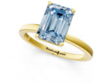 Yellow gold Fancy Blue Emerald Cut Diamond Solitaire Ring with Classic Band and Four-Prong Setting_1