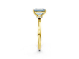 Yellow gold Fancy Blue Emerald Cut Diamond Solitaire Ring with Classic Band and Four-Prong Setting_2