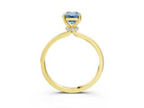 Yellow gold Fancy Blue Emerald Cut Diamond Solitaire Ring with Classic Band and Four-Prong Setting_3