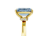 Yellow gold Fancy Blue Emerald Cut Diamond Solitaire Ring with Classic Band and Four-Prong Setting_5