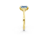 Yellow gold Fancy Blue Emerald Cut Diamond Solitaire Ring with Flower Prong Setting and Classic Band_38