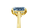 Yellow gold Fancy Blue Emerald Cut Diamond Solitaire Ring with Flower Prong Setting and Classic Band_41