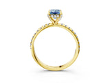 Yellow gold Fancy Blue Emerald Cut Diamond Solitaire Ring with Four-Prong Setting and Pavé Band_6