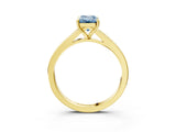Yellow gold Fancy Blue Emerald Cut Diamond Solitaire Ring with Pavé Band and Prong Setting_15