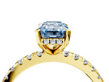 Yellow gold Fancy Blue Emerald Cut Diamond Solitaire Ring with Round  Pavé Band and Four-Prong Setting_40