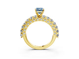 Yellow gold Fancy Blue Emerald Cut Diamond Solitaire Ring with Shared Prong Pavé Band and Four-Prong Setting_60