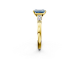 Yellow gold Fancy Blue Emerald  Cut Diamond Solitaire Ring with Tapered Baguette Accents and Four-Prong Setting_65