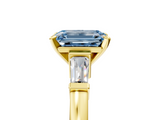 Yellow gold Fancy Blue Emerald  Cut Diamond Solitaire Ring with Tapered Baguette Accents and Four-Prong Setting_68