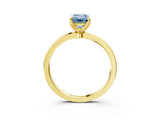 Yellow gold Fancy Blue Emerald Cut Diamond Solitaire Ring with Thin Band and Prong Setting_15