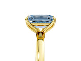 Yellow gold Fancy Blue Emerald Cut Diamond Solitaire Ring with Thin Band and Prong Setting_17