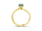 Yellow gold Fancy Blue Emerald Cut Diamond Solitaire Ring with Thin Band and Prong Setting_27