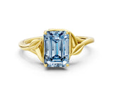 Yellow gold Fancy Blue Emerald Cut Diamond Solitaire Ring with Twist Band and Four-Prong Setting_57