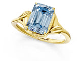 Yellow gold Fancy Blue Emerald Cut Diamond Solitaire Ring with Twist Band and Four-Prong Setting_58