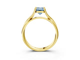 Yellow gold Fancy Blue Emerald Cut Diamond Solitaire Twist Band Prong Setting Ring_58
