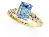 Yellow gold Fancy Blue Emerald  Cut Diamond Solitaire with Pave Band and Four-Prong Setting_119