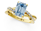 Yellow gold Fancy Blue Emerald  Cut Diamond Twist Band Solitaire with Prong Setting_43