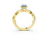 Yellow gold Fancy Blue Emerald  Cut Diamond Twist Band Solitaire with Prong Setting_45