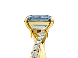 Yellow gold Fancy Blue Emerald  Cut Diamond Twist Band Solitaire with Prong Setting_47