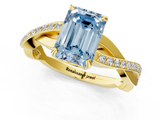 Yellow gold Fancy Blue Emerald  Cut Diamond Twisted Band Engagement Ring with Prong Setting_4