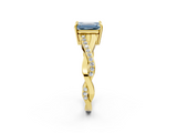 Yellow gold Fancy Blue Emerald  Cut Diamond Twisted Band Engagement Ring with Prong Setting_5
