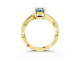 Yellow gold Fancy Blue Emerald  Cut Diamond Twisted Band Engagement Ring with Prong Setting_6