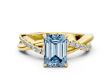 Yellow gold Fancy Blue Emerald  Cut Diamond Twisted Band with Pavé Setting and Four-Prong Setting_20