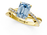 Yellow gold Fancy Blue Emerald  Cut Diamond Twisted Band with Pavé Setting and Four-Prong Setting_21