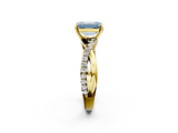 Yellow gold Fancy Blue Emerald  Cut Diamond Twisted Band with Pavé Setting and Four-Prong Setting_22