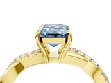 Yellow gold Fancy Blue Emerald  Cut Diamond Twisted Band with Pavé Setting and Four-Prong Setting_24