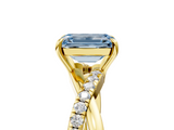 Yellow gold Fancy Blue Emerald  Cut Diamond Twisted Band with Pavé Setting and Four-Prong Setting_25