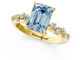 Yellow gold Fancy Blue Emerald  Cut Diamond Vine Band with Four-Prong Setting_57