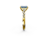 Yellow gold Fancy Blue Emerald  Cut Diamond Vine Band with Four-Prong Setting_58