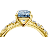 Yellow gold Fancy Blue Emerald  Cut Diamond Vine Band with Four-Prong Setting_60