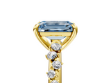 Yellow gold Fancy Blue Emerald  Cut Diamond Vine Band with Four-Prong Setting_61