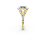 Yellow gold Fancy Blue Emerald  Cut Double Halo Split Shank Diamond Ring with Prong Setting_50