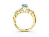 Yellow gold Fancy Blue Emerald  Cut Five-Stone Prong Set Diamond Ring with Classic Band_35