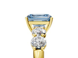 Yellow gold Fancy Blue Emerald  Cut Five-Stone Prong Set Diamond Ring with Classic Band_37