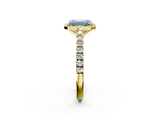 Yellow gold Fancy Blue Emerald  Cut Halo Diamond Engagement Ring with Pave Band and Four-Prong Setting_30